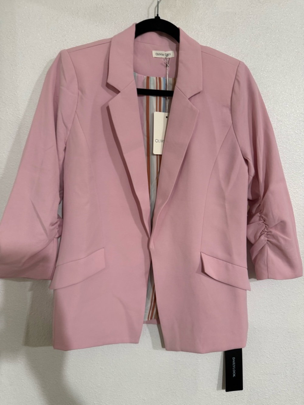 Olivia Grey Women's Pink open Blazer Jacket S NWT